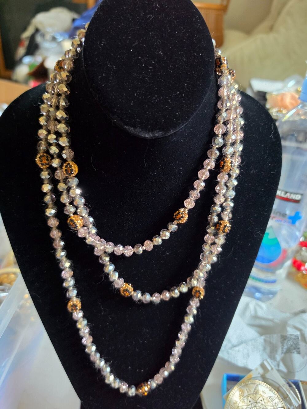 Chunky Long Statement Necklace Goldtone